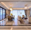 苏建阳光新城135三居室现代简约风格装修餐厅客厅一体效果图