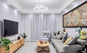 2020客厅沙发背景墙装饰画效果图 布艺沙发简约现代