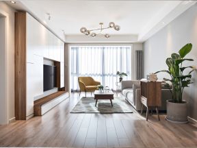2023北欧风格三居客厅木地板铺设效果图片