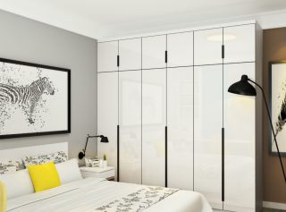 2023现代卧室三开门白色板式衣柜图片