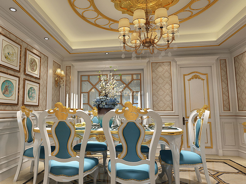 法式别墅餐厅 2020法式风格餐厅室内装饰壁画效果图