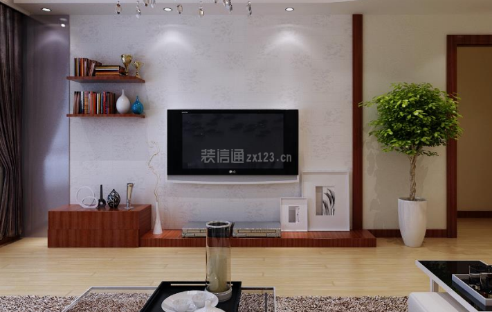 紫荆佳苑102平米中式风格电视墙装修案例