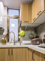 简易家庭厨房原木色实木橱柜图片