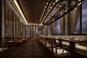 2023新中式风格饭店餐厅餐桌椅布置效果图