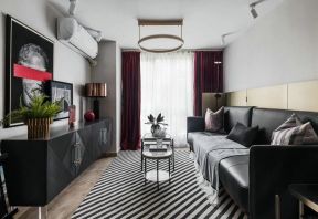 公寓式住宅小户型客厅黑色沙发装修设计图片