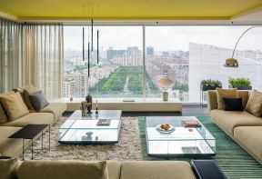 宜家玻璃茶几 现代玻璃茶几设计 大客厅布艺沙发