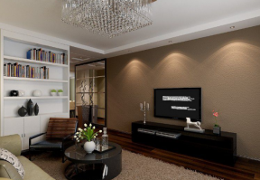 五山家园120平米三居室现代简约风格装修电视背景墙效果图