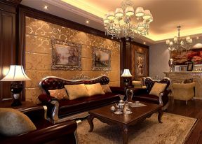 197平美式风格客厅沙发背景墙设计