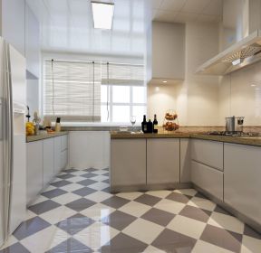 2021现代风格厨房菱形地板砖铺贴效果图-每日推荐