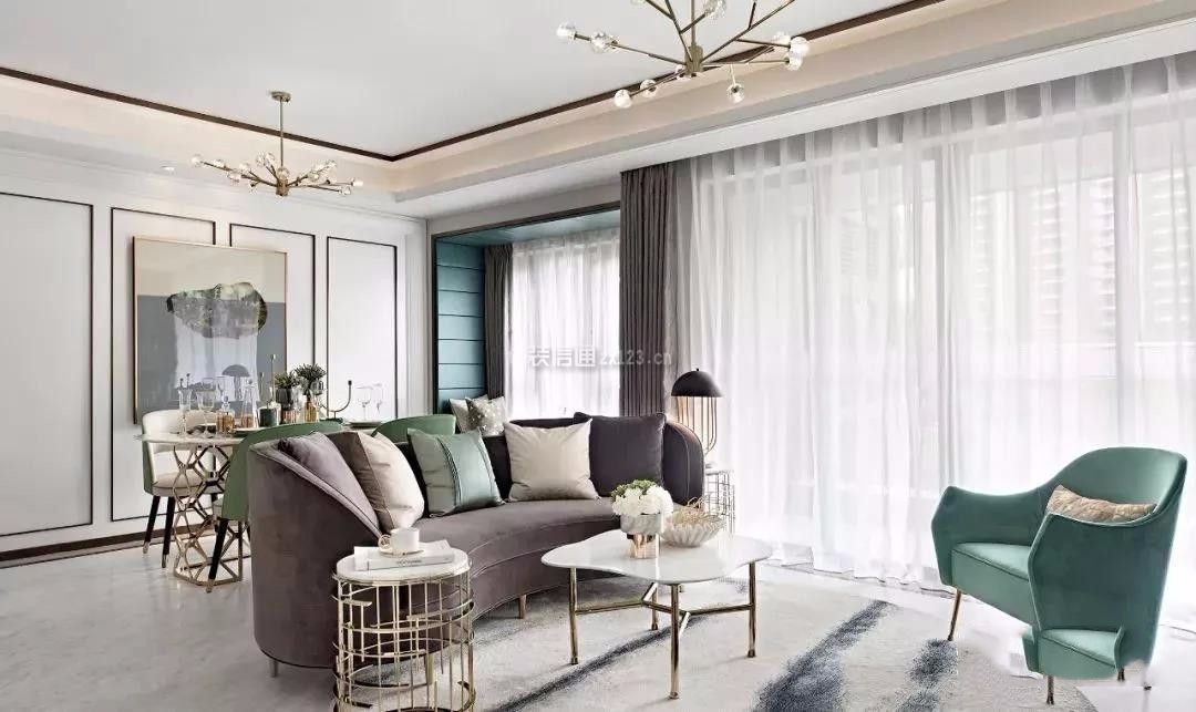 保利香槟国际90平米两居室现代简约风格装修客厅效果图