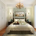 简美风格卧室床头绿色碎花壁纸搭配效果图