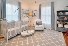 2023婴儿卧室装修灰色窗帘效果图片
