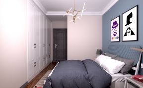 时尚温馨家庭卧室入墙白色大衣柜设计效果图