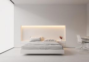 白色卧室效果图 极简卧室装修效果图 极简卧室设计图片