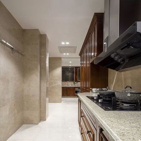 新中式风格厨房装修效果图 2020厨房橱柜台面装修效果图片 