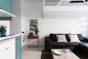 北欧风格迷你公寓小客厅布艺沙发图片