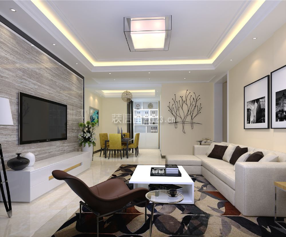 汇鑫广场120平米三居室现代风格装修客厅效果图