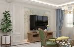 简美式风格客厅手绘电视墙装修设计效果图