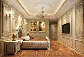 法式风格洋房卧室背景墙雕刻图案设计效果图