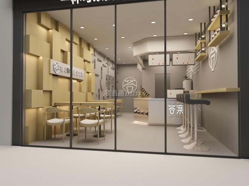 35平米奶茶店现代风格装修整体效果图