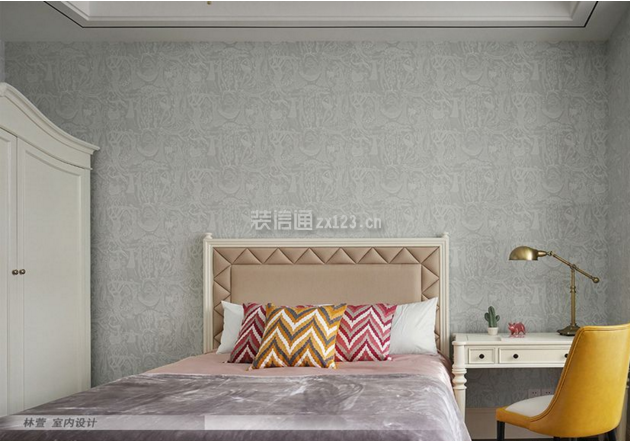 现代简约风格卧室壁纸搭配设计图片