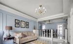 简约欧式风格客厅沙发淡蓝色背景墙设计图片