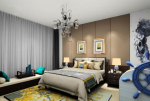 新中式风格卧室床头装饰画布置效果图