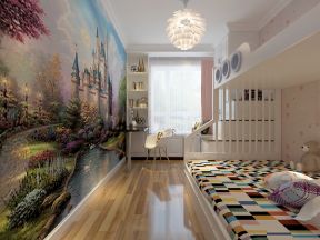 现代风格儿童房彩绘背景墙装修效果图