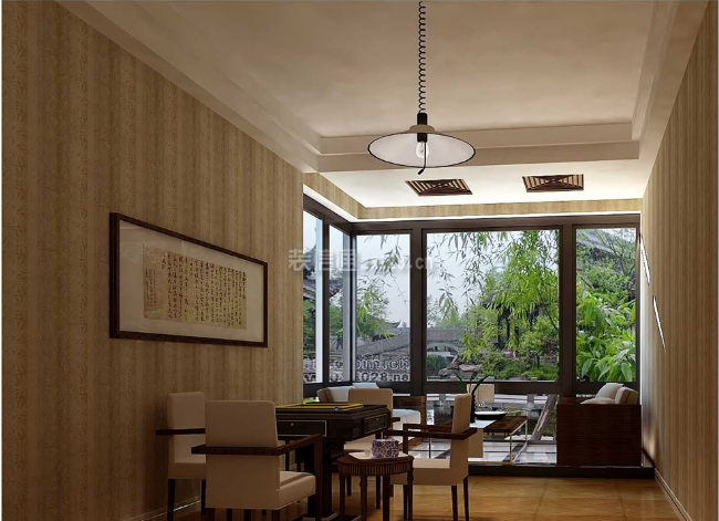 润福园210平米双拼别墅美式风格装修茶室效果图