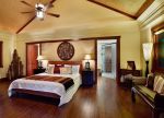 东南亚风格样板房卧室实木床效果图
