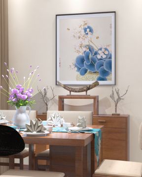 新中式風(fēng)格餐廳裝飾畫裝飾效果圖