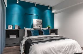 2020家装卧室效果图 2020简约卧室蓝色墙壁设计图
