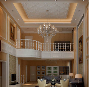 210平米双拼别墅美式风格装修客厅效果图