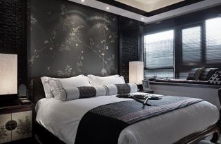 东南亚风格样板房卧室壁纸效果图片