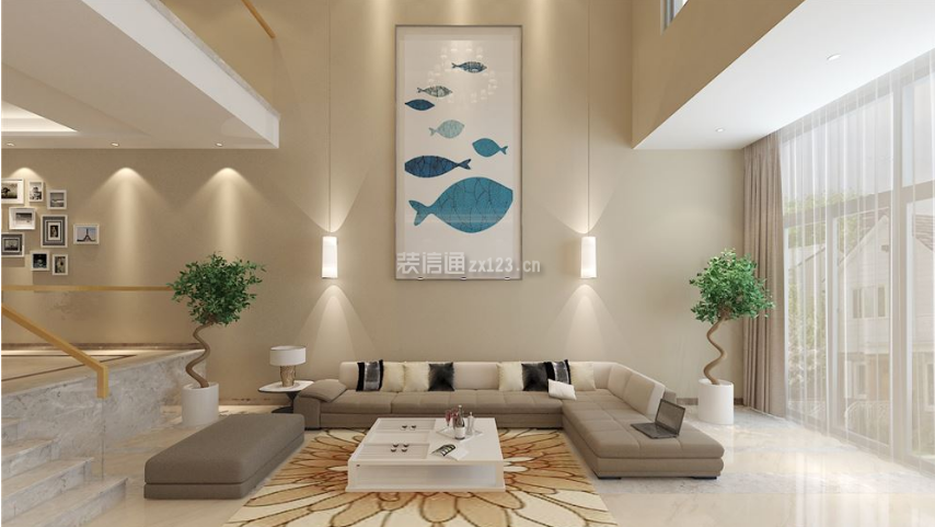 盛世舒苑280平米别墅现代风格装修沙发背景墙效果图