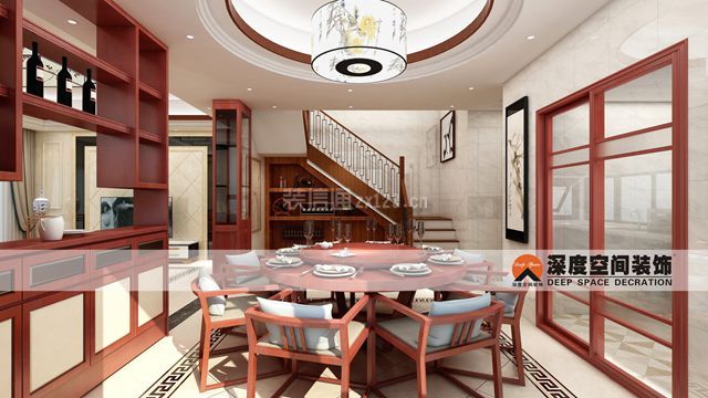 2020餐厅红木装修效果图 2020家庭餐厅红木餐桌图片 