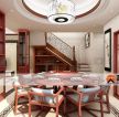 新中式风格别墅餐厅红木餐桌装修效果图