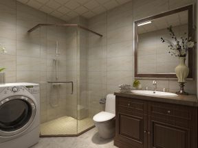 新中式风格干湿卫生间淋浴室隔断设计效果图