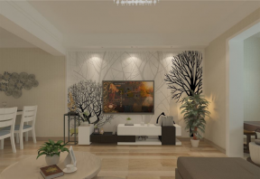 珑曦苑120平米三居室现代风格装修电视背景墙效果图