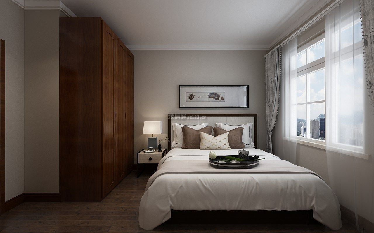 新中式风格卧室遮光窗帘装饰效果图