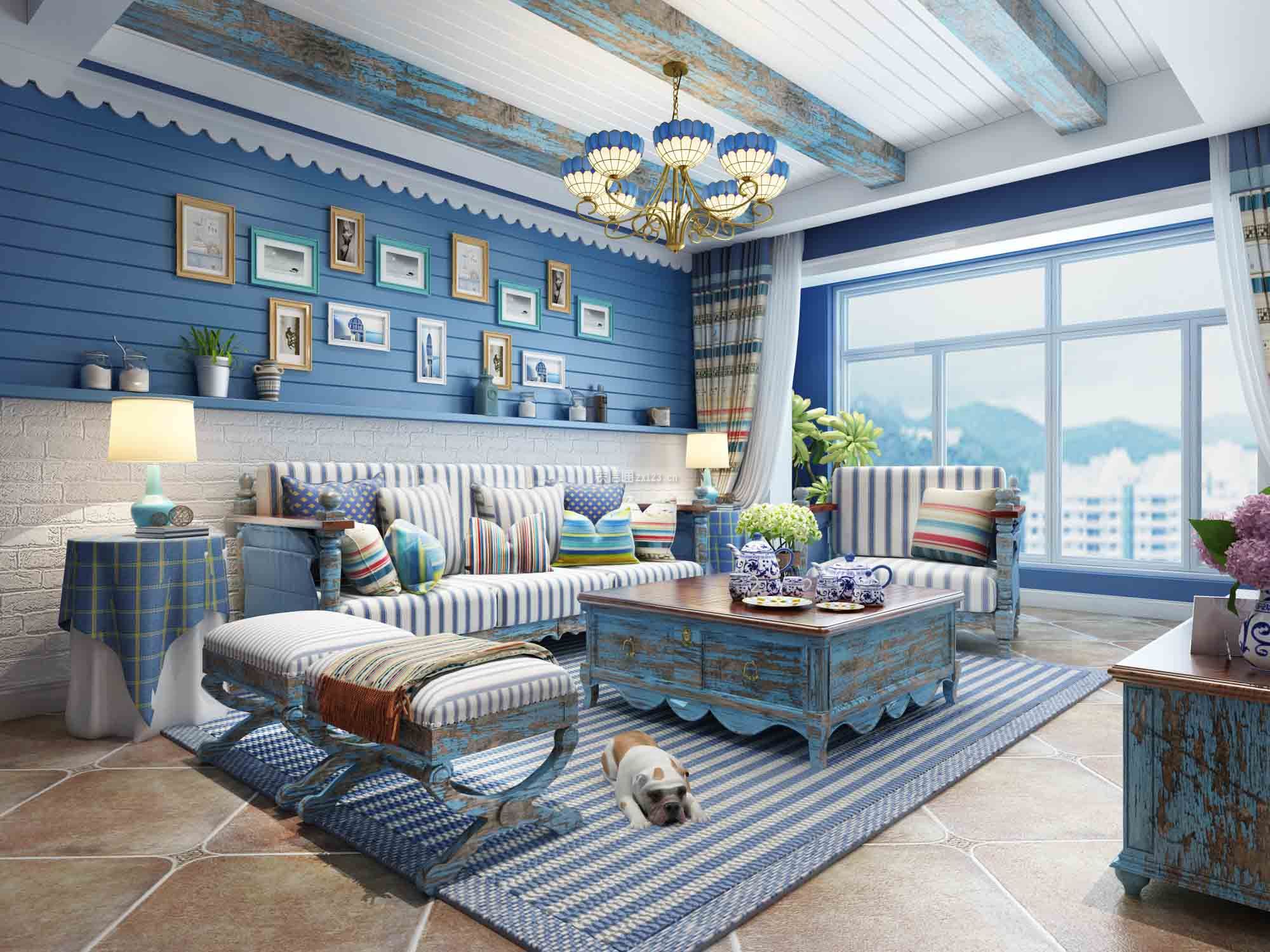 家装效果图 地中海 2018地中海风格客厅沙发背景墙装修效果图 提供者