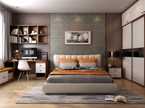  2020家庭卧室设计效果图 2020卧室书桌书柜设计图大全 卧室书桌书柜效果图