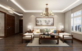 新中式风格客厅沙发背景装饰画设计效果图