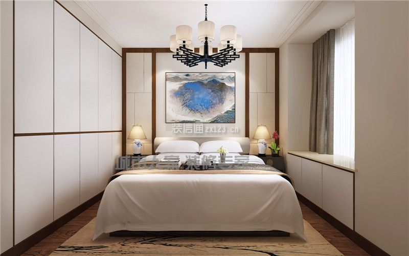 2023新中式风格卧室飘窗设计效果图片