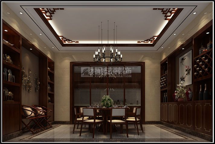 雍和居200平米复式新中式风格装修餐厅效果图