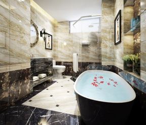 高档浴室地板瓷砖装修设计图片