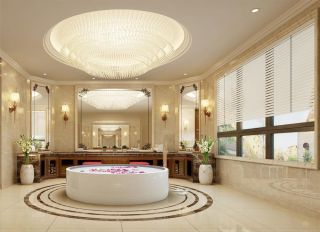 高档浴室圆形浴缸设计图片欣赏2023