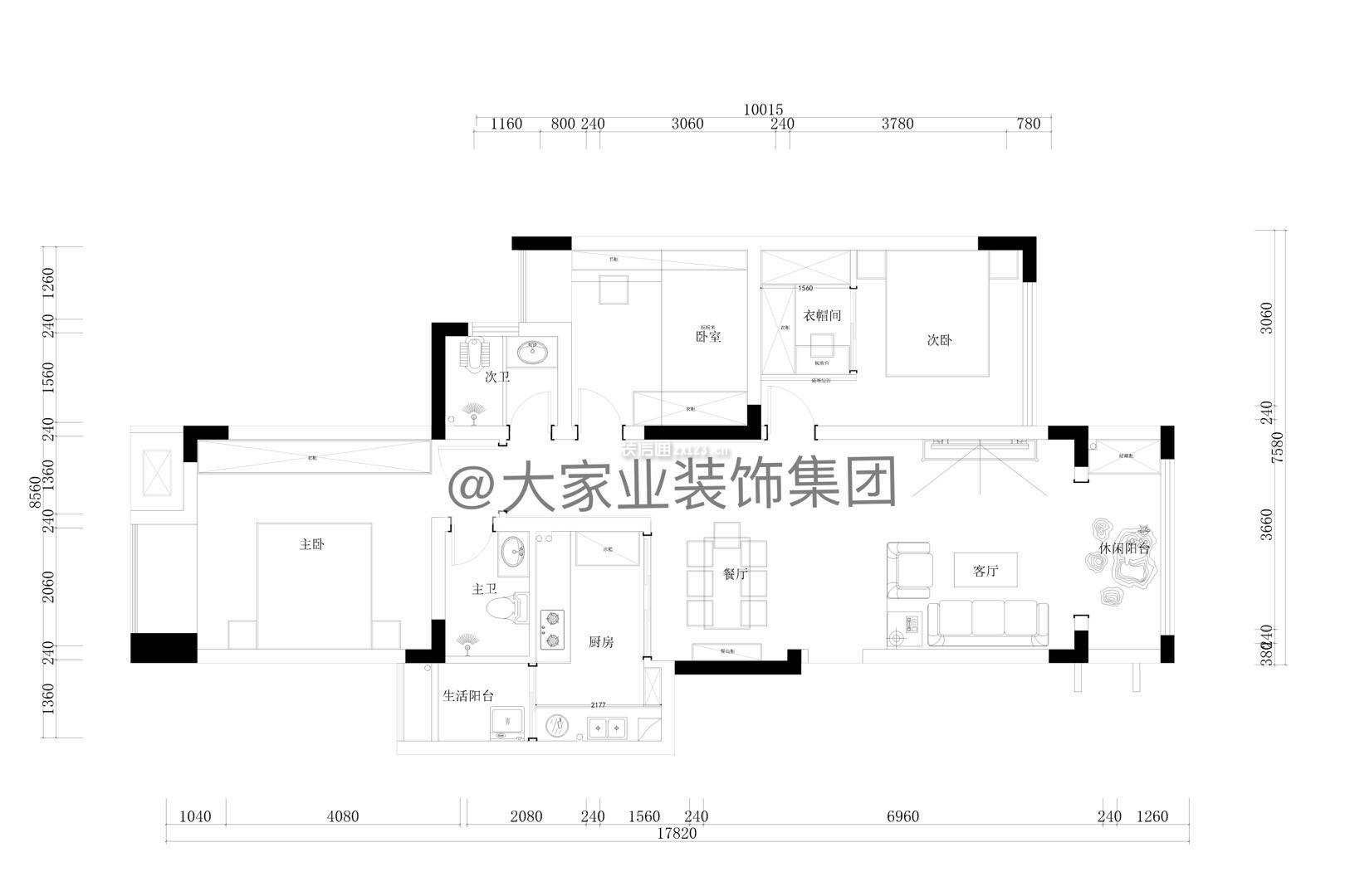 90平米二居戶型圖