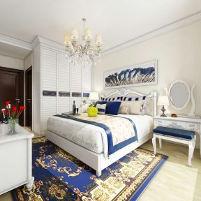 2023时尚蓝白主题卧室装修设计效果图