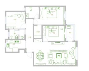 140平米三居户型设计图